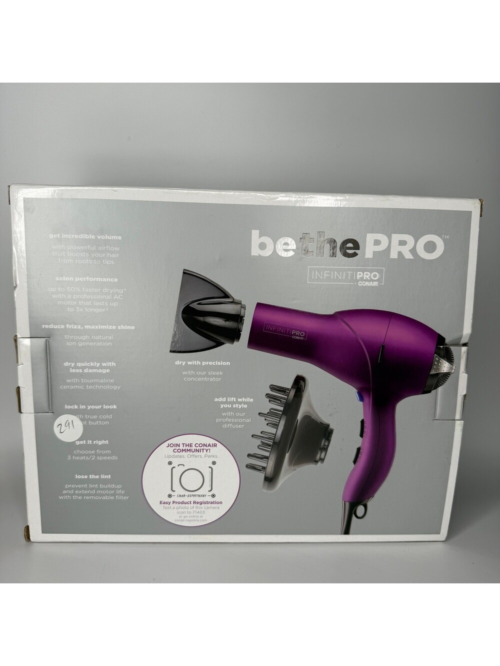 Infiniti Pro by Conair Unisex Salon Professional Hair Dryer 1875 Watt Purple